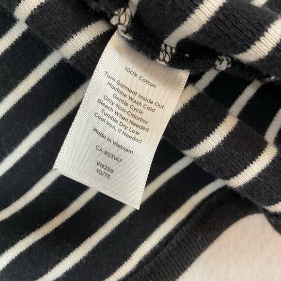 Talbots Sweater Womens M Petite Navy Blue White Stripes Open Front Draped Cotton - Picture 6 of 7